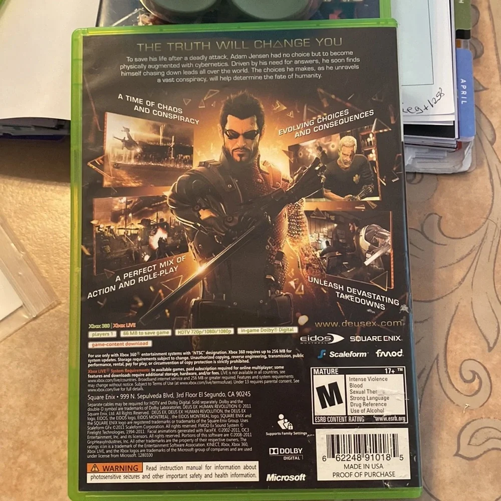 XBOX 360 DEUS EX Human Revolution game